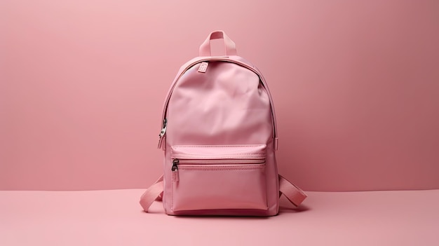 Pink backpack on a pink background