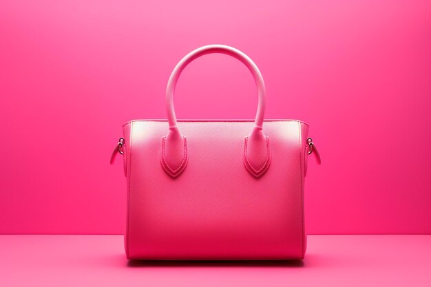 Foto una borsa rosa con una maniglia che dice 