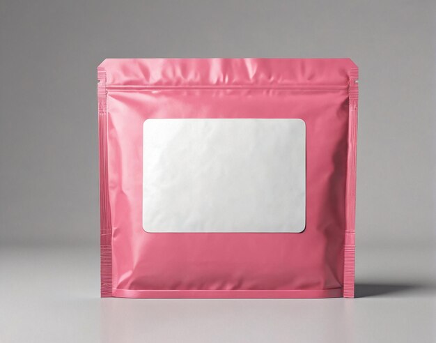 a pink bag with a white label on it