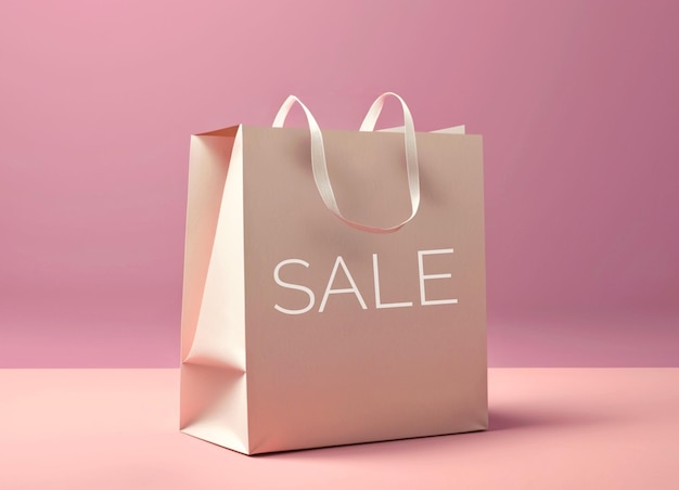 A pink bag with the word sale on it