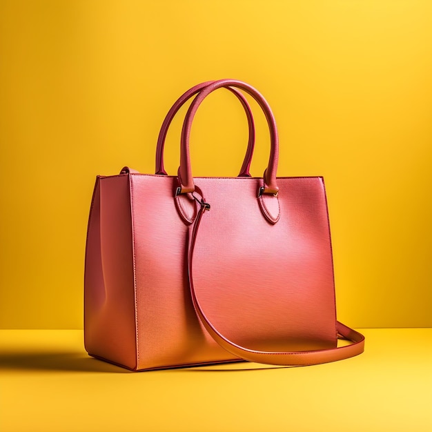 pink bag on yellow background