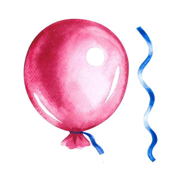 Pink balloon Handmade watercolor illustration Isolate For greeting cards postcards and decorations