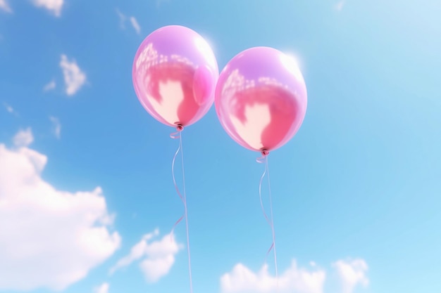 pink balloon into the blue sky