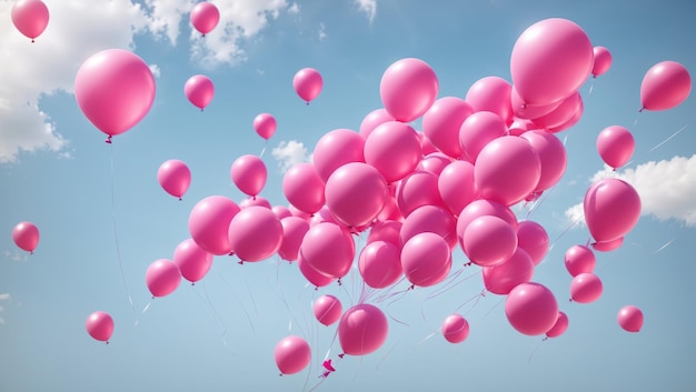 Photo pink balloons afloat