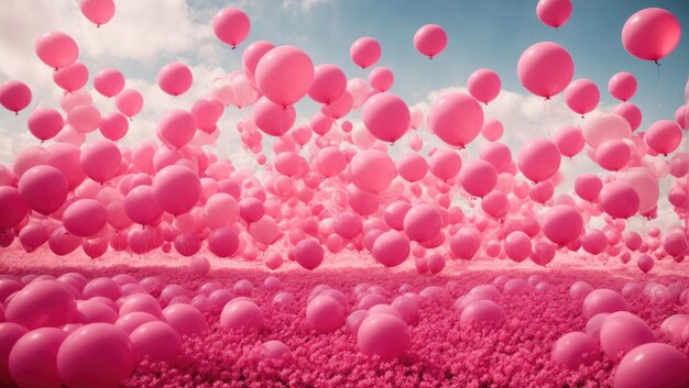 Photo pink balloons afloat