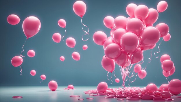 Photo pink balloons afloat