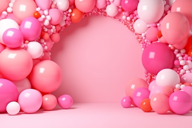 Pink balloons in a circle