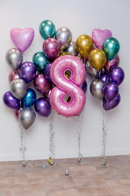 Photo pink balloons decor with balloons photo zone from balloons for eight year balloons