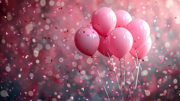 Pink Balloons Floating in the Air