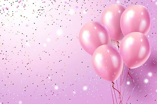 Фото Розовая рамка с воздушными шарами с пространством для копирования текста концепция празднования годовщины happy birtday
