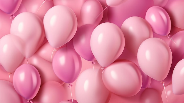 Pink balloons in a pile with one being a pink one.