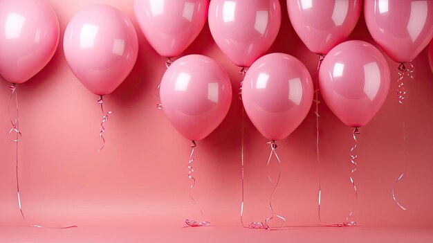 pink balloons on a pink background for banner or poster design