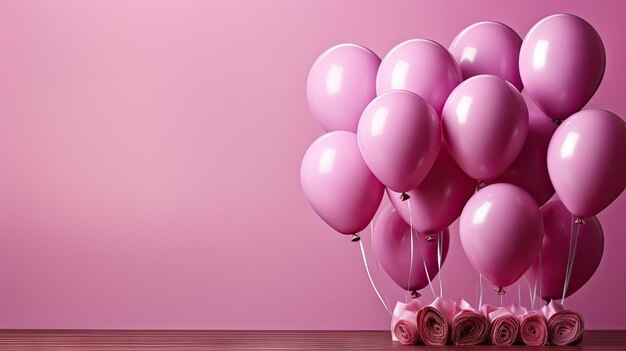 pink balloons on a pink background for banner or poster design