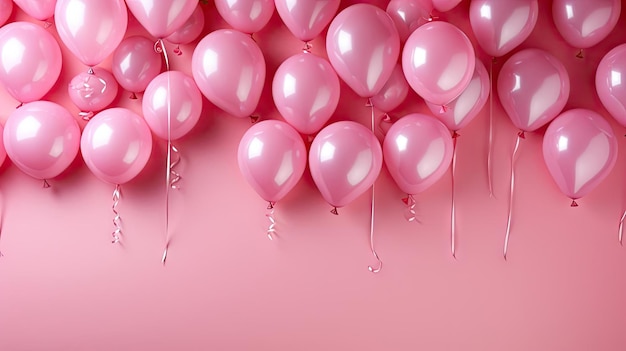 розовые воздушные шары на розовом фоне для дизайна баннера или плаката