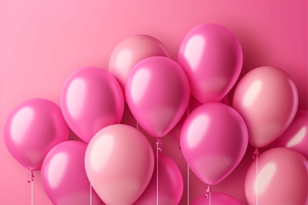 Photo pink balloons on a pink background