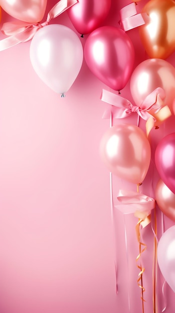 Pink balloons on a pink background