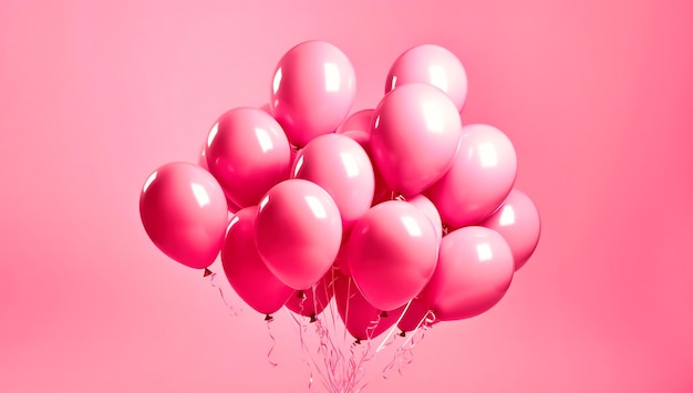 Photo pink balloons over a pink background