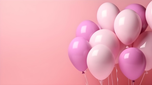 Photo pink balloons on a pink background