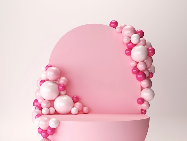 Pink balloons on pink stand