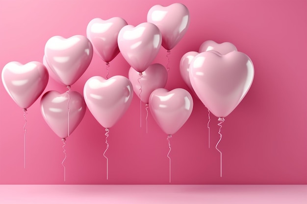 Розовые воздушные шары в форме сердца