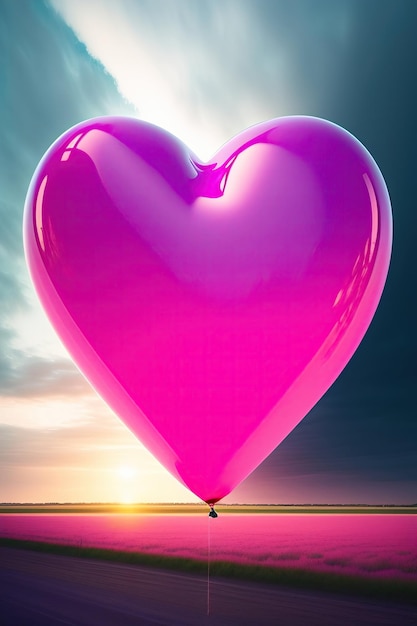 Pink Balloons In The Shape Of Heart