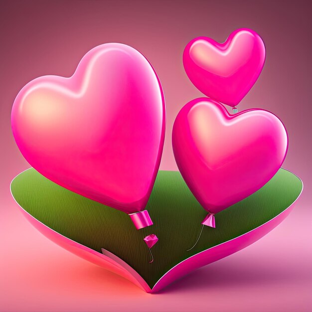 Розовые шары в форме сердца