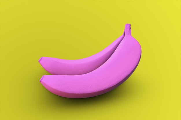 Pink bananas on a yellow table