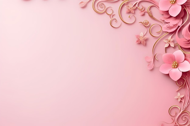 a pink banner with a floral pattern