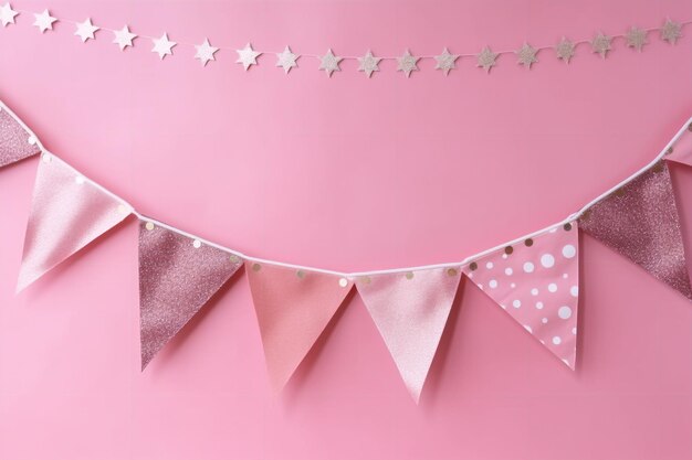 A pink banner with a star on it