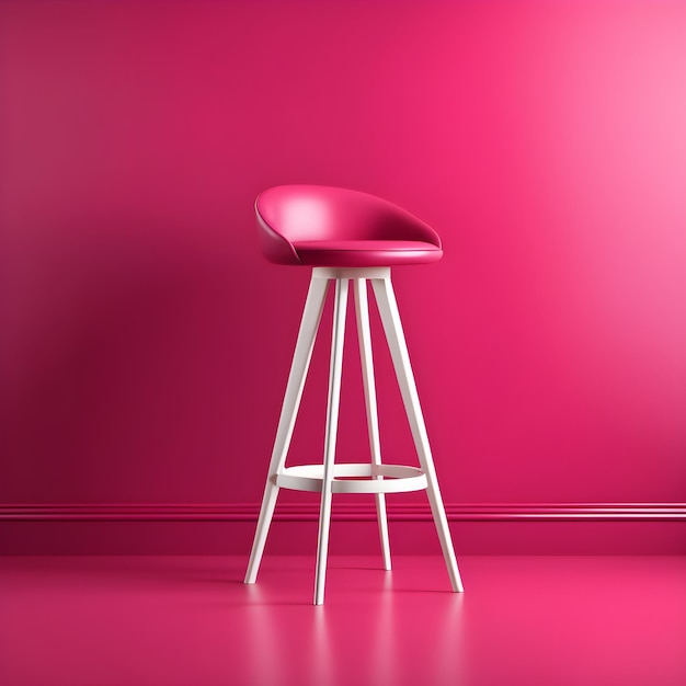 분홍색 벽 배경에 분홍색 바 의자