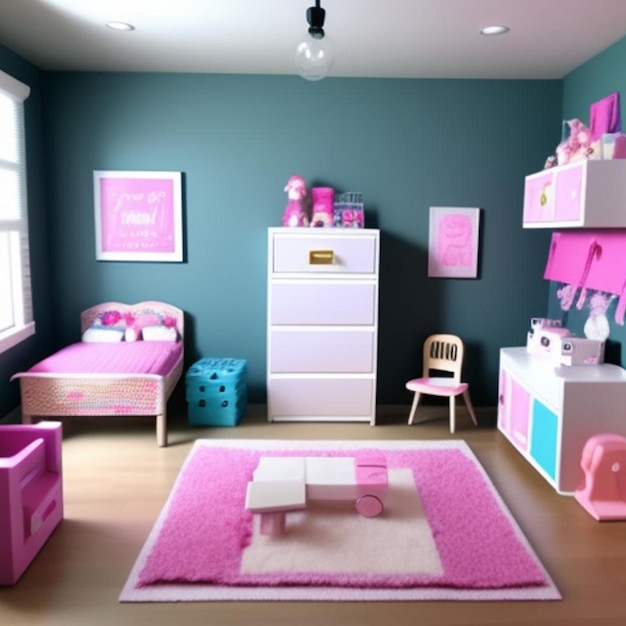 Фото Розовая спальня с куклой барби