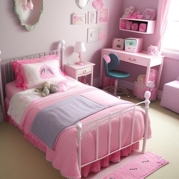 Premium AI Image | pink barbie doll bedroom