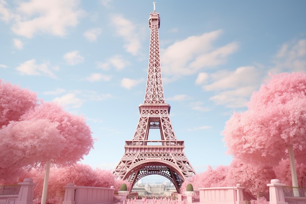 pink barbie style eiffel tower