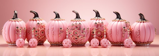 Pink barbie style pumpkins Halloween holiday harvest fairy tale story for postcards movie posters