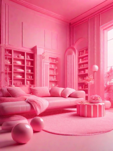 Pink Barbie toy room AI generated