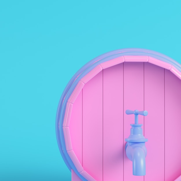 Pink barrel with a tap in pastel colors