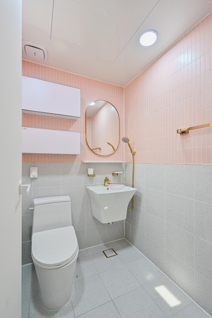 A pink bathroom is perfect for women who prefer cute things