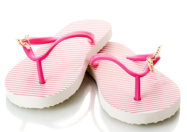 Pink beach shoes isolated on white