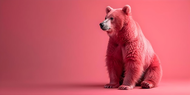 A pink Bear in a bright monochromatic pink environment Concept Pink Bear Monochromatic Bright Environment