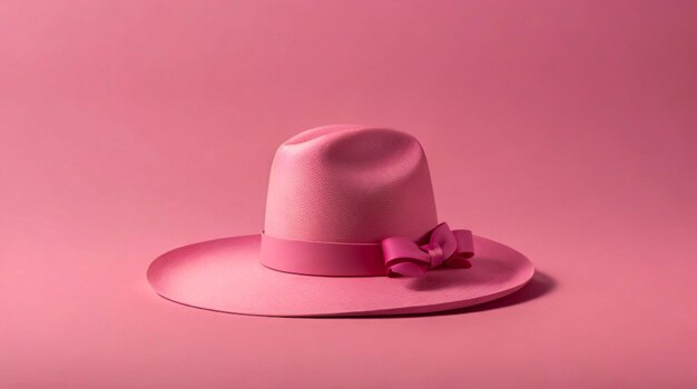 Photo a pink beautiful hat on a colorful background