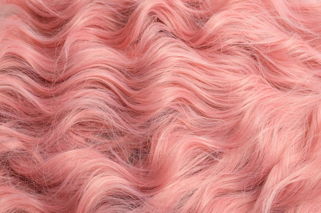 Pink beautiful wavy hair pattern. Top view.