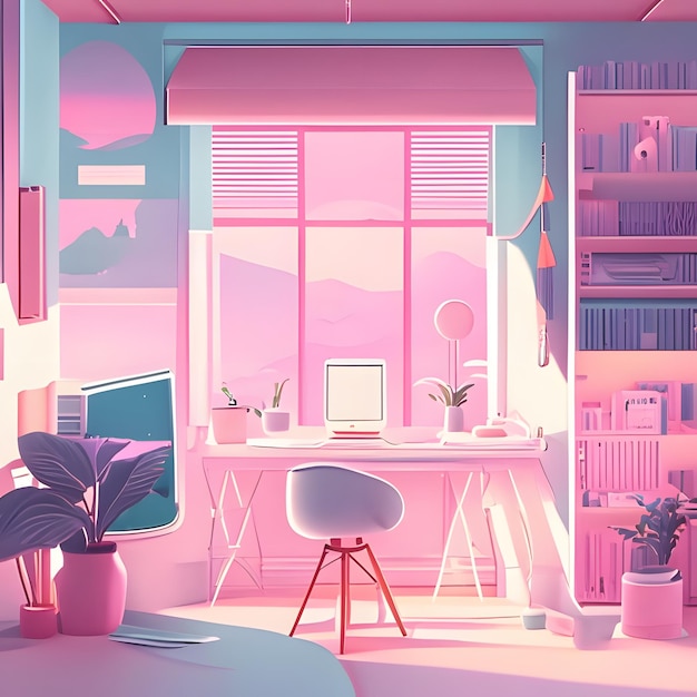 pink bedroom illustration