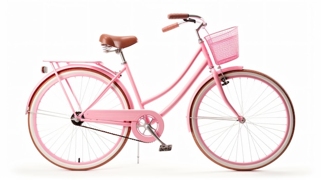 Pink bicycle isolated on white background