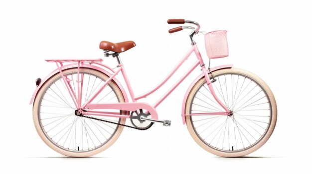 Pink bicycle isolated on white background