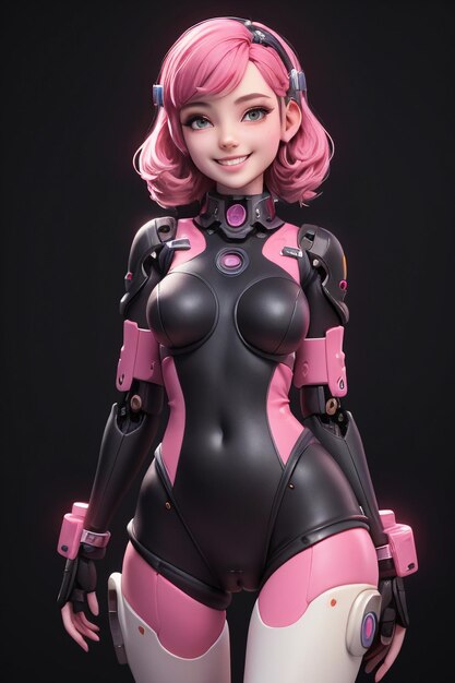 Pink bionic robot female mech warrior future artificial intelligence robot ai product