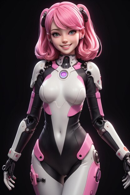 Pink bionic robot female mech warrior future artificial intelligence robot ai product