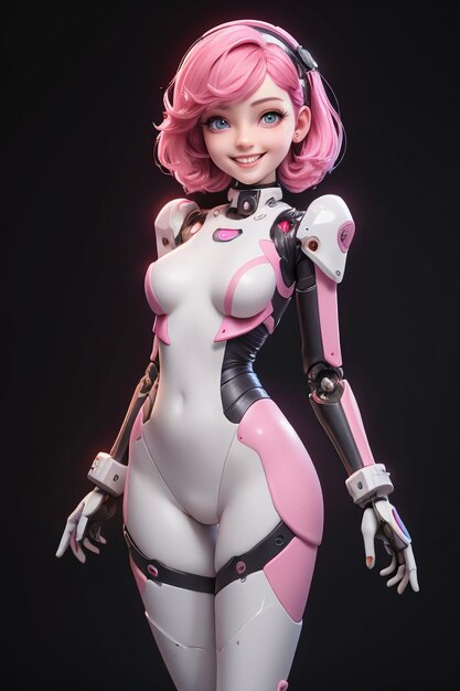 Pink bionic robot female mech warrior future artificial intelligence robot ai product