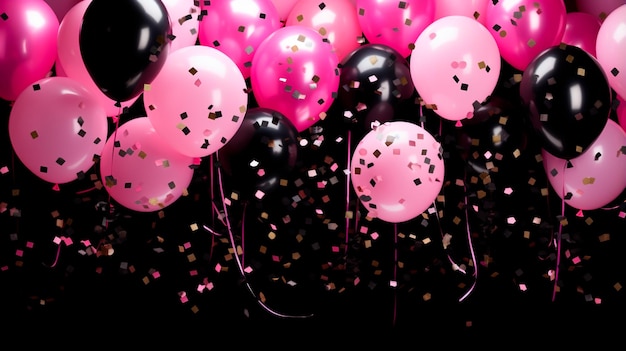 pink birthday balloons in a pink interior holiday concept