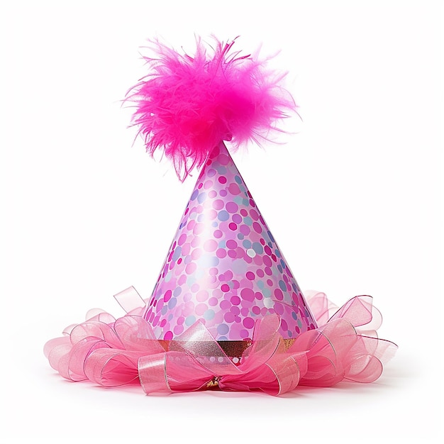 ピンクの誕生日帽子が明るい背景に隔離されている