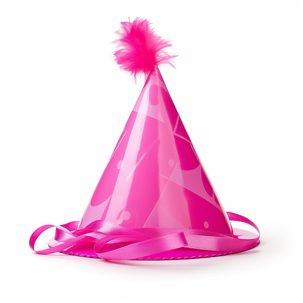 Photo pink birthday hat isolated on clear background